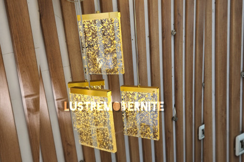 چراغ آویز مدل مستطیل ورقه طلا