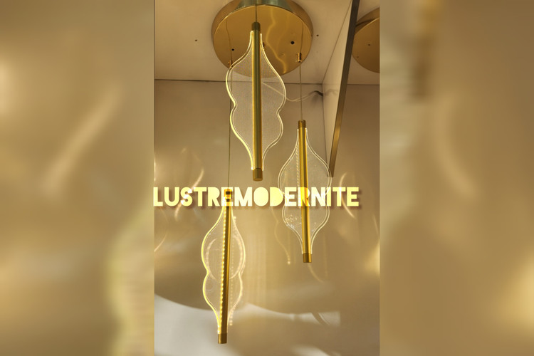 لوستر آویز مدل موجدار طلایی ۳ تایی