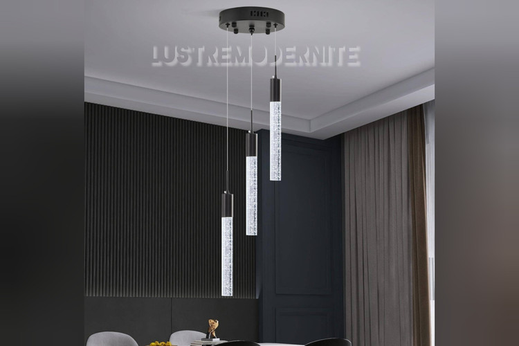 آویز مدرن مشکی مدل نِـبـولا با کریستال حبابدار دکوراتیو