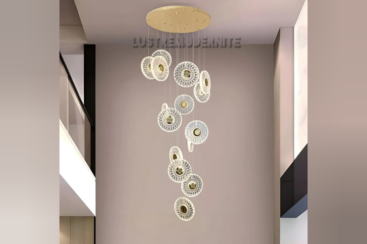 ابعاد لوستر مارپیچ مدرن ۵۲ در ۲۹۰