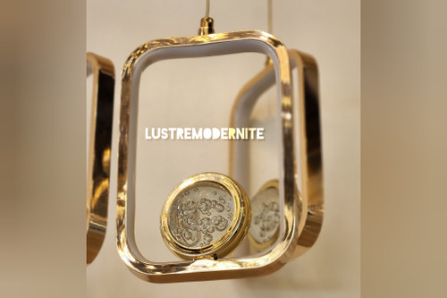 لوستر مستطیلی طلایی مدرن با کریستال نانو