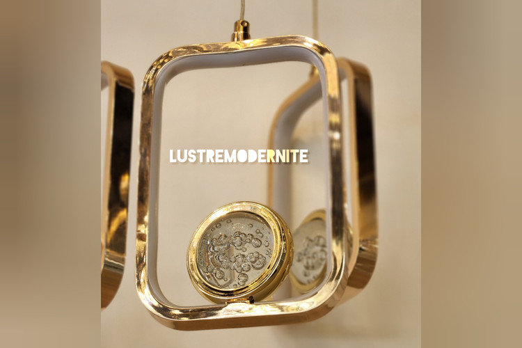 لوستر مستطیلی طلایی مدرن با کریستال نانو