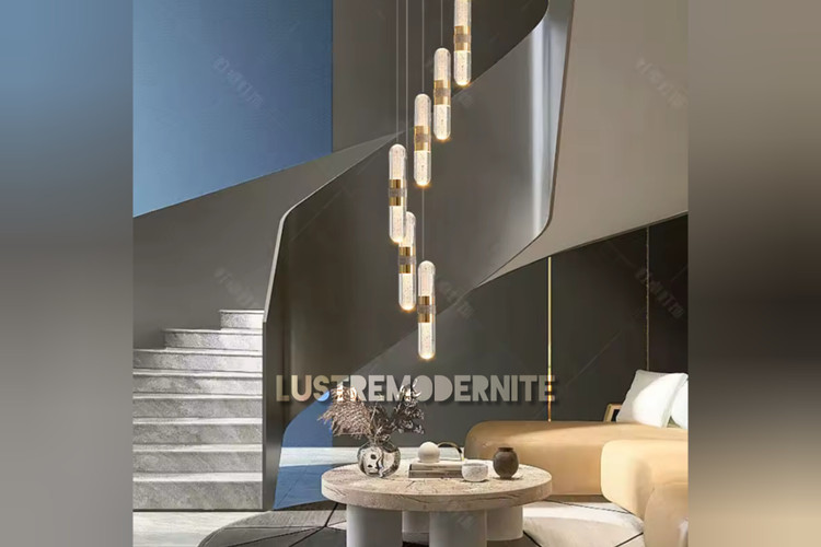 خرید لوستر مدرن طلایی با قابلیت تنظیم ارتفاع از لوستر مدرنیته